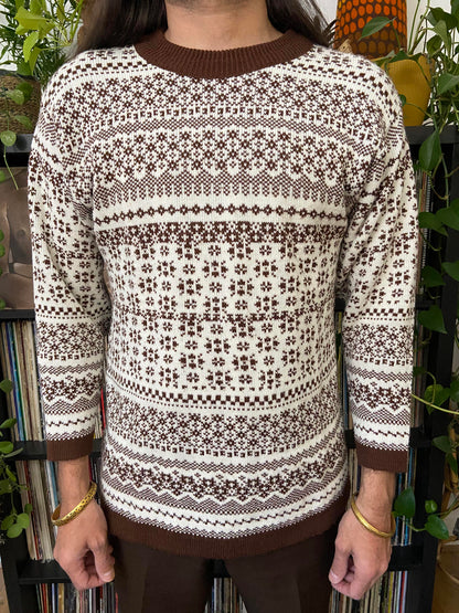 Vintage 1980s Cream and Brown C&A Jumper