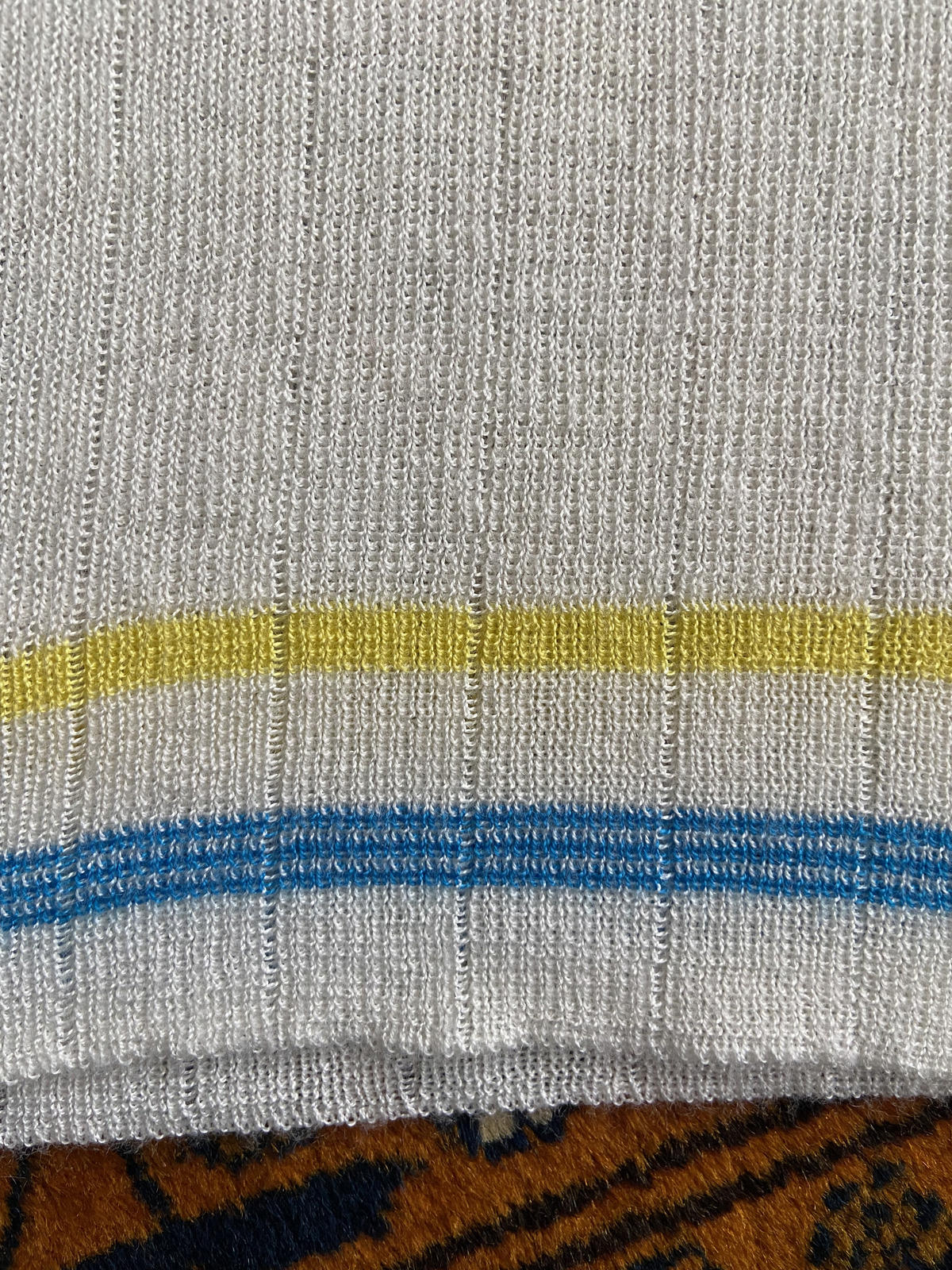 Vintage 1970s White Yellow Blue Knit Top