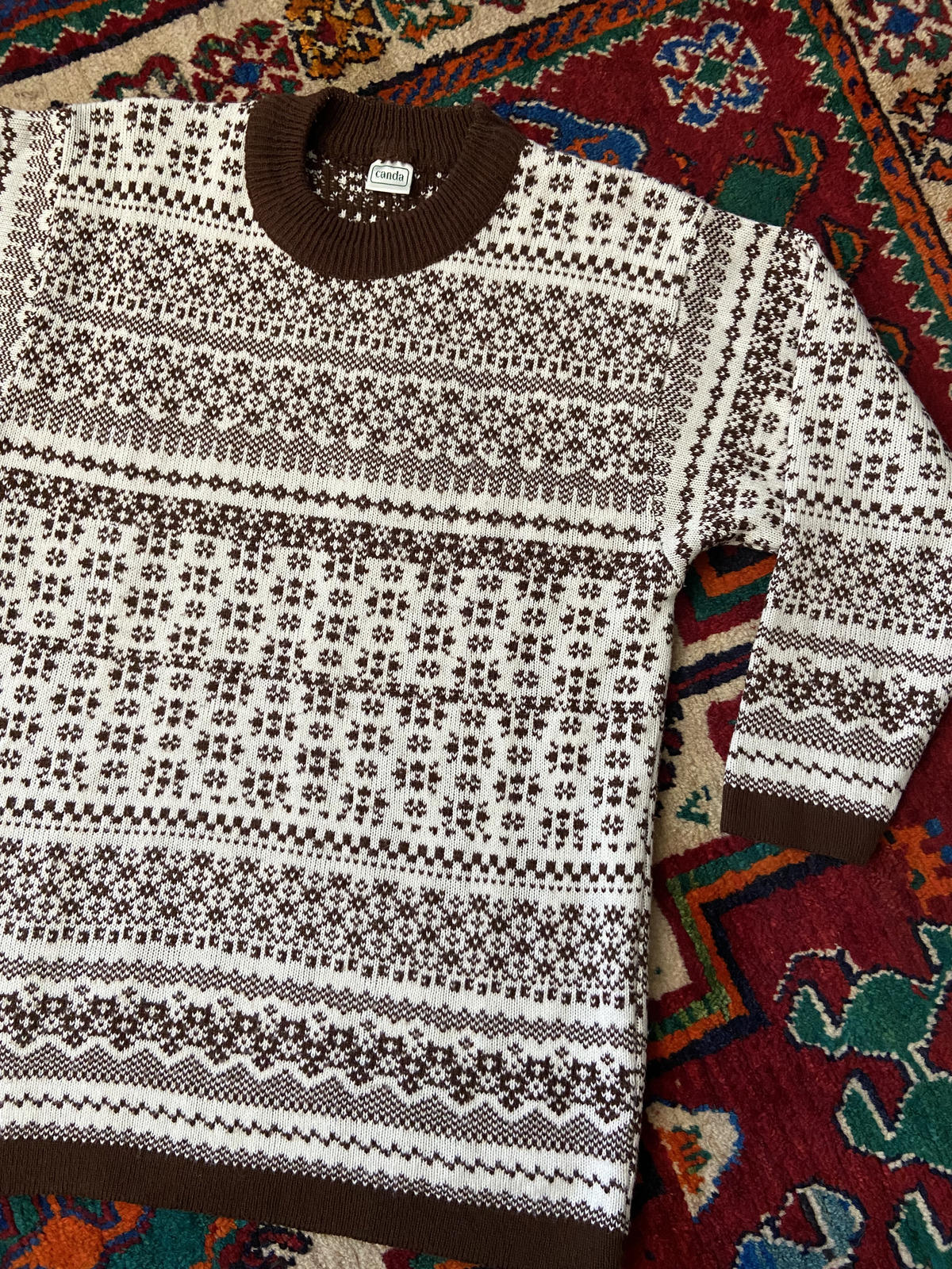 Vintage 1980s Cream and Brown C&A Jumper