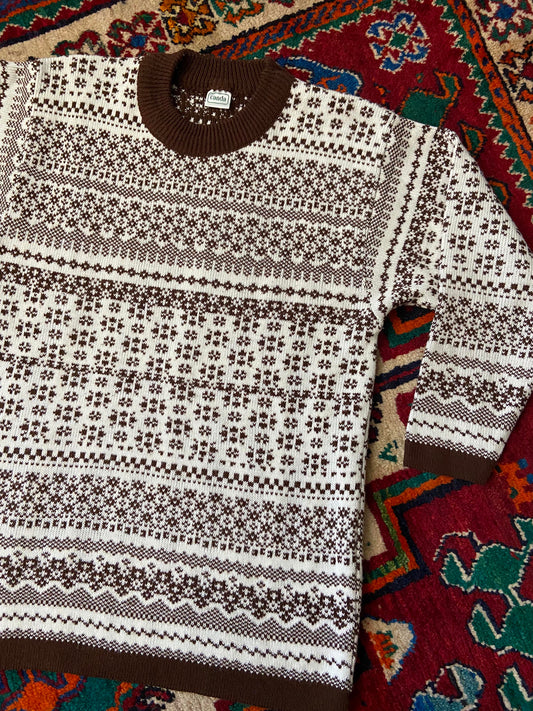 Vintage 1980s Cream and Brown C&A Jumper
