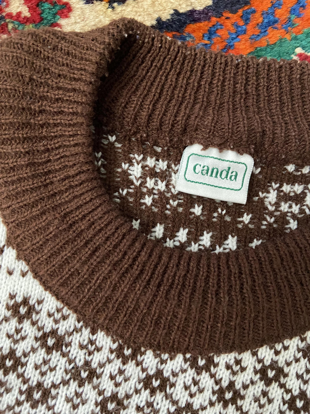 Vintage 1980s Cream and Brown C&A Jumper