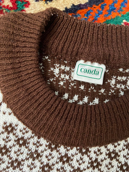 Vintage 1980s Cream and Brown C&A Jumper