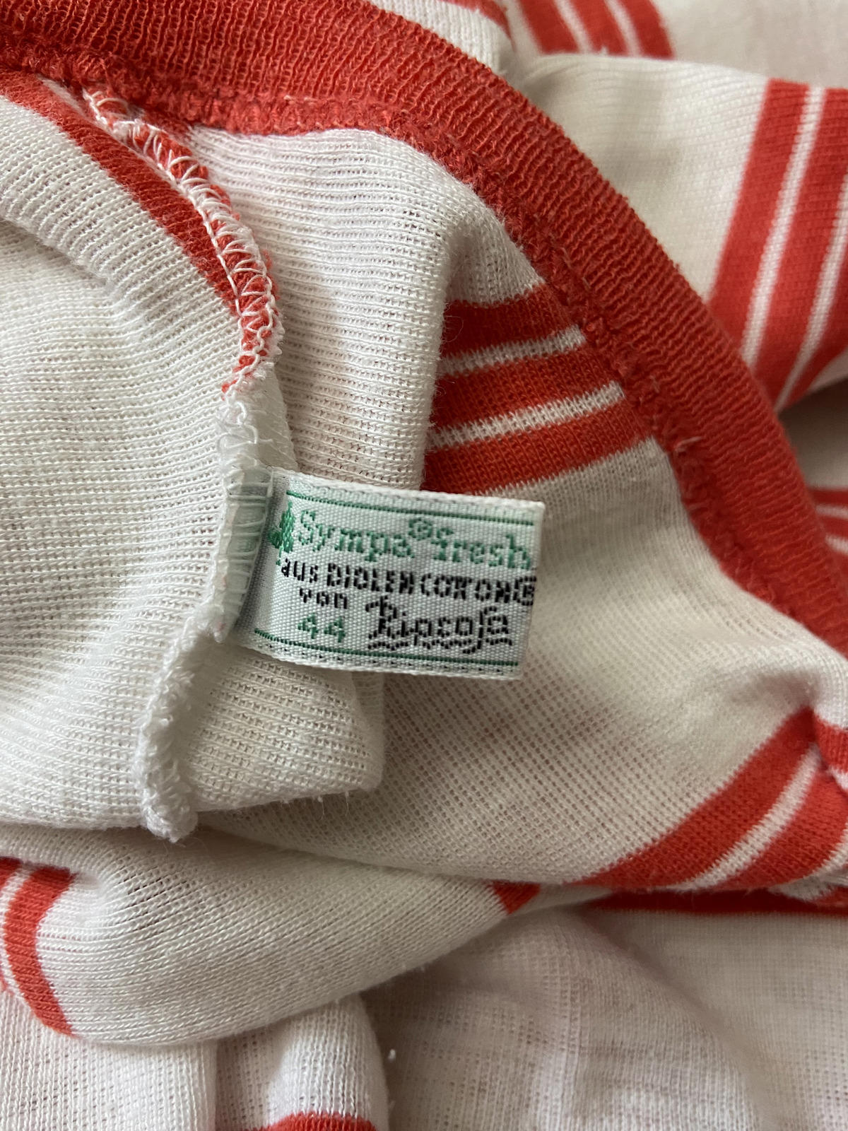 Vintage 1970s White Red Striped T-Shirt Dress