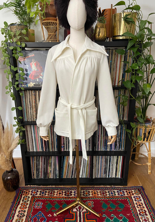 Vintage 1970s Dagger Collar Belted Jacket
