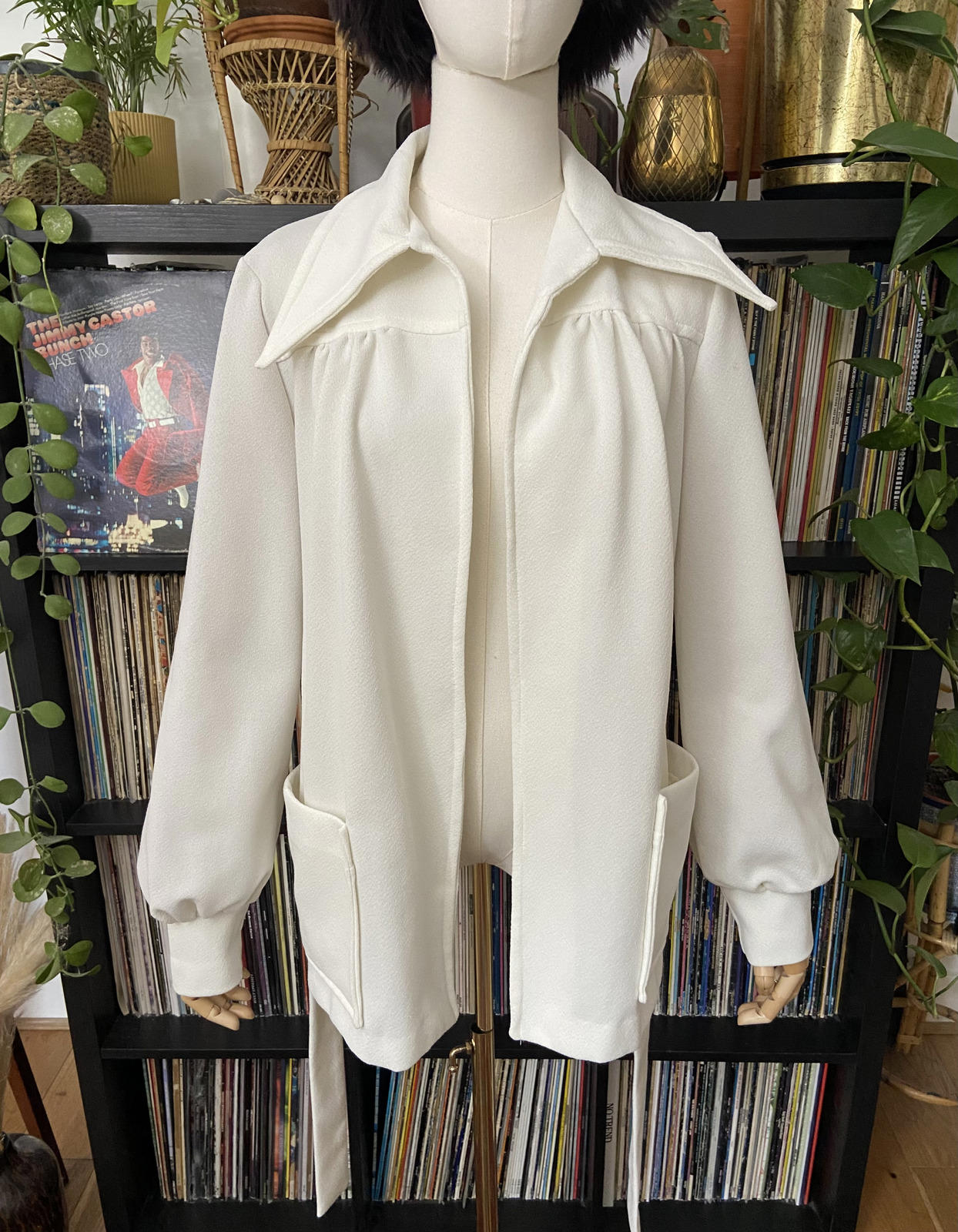 Vintage 1970s Dagger Collar Belted Jacket