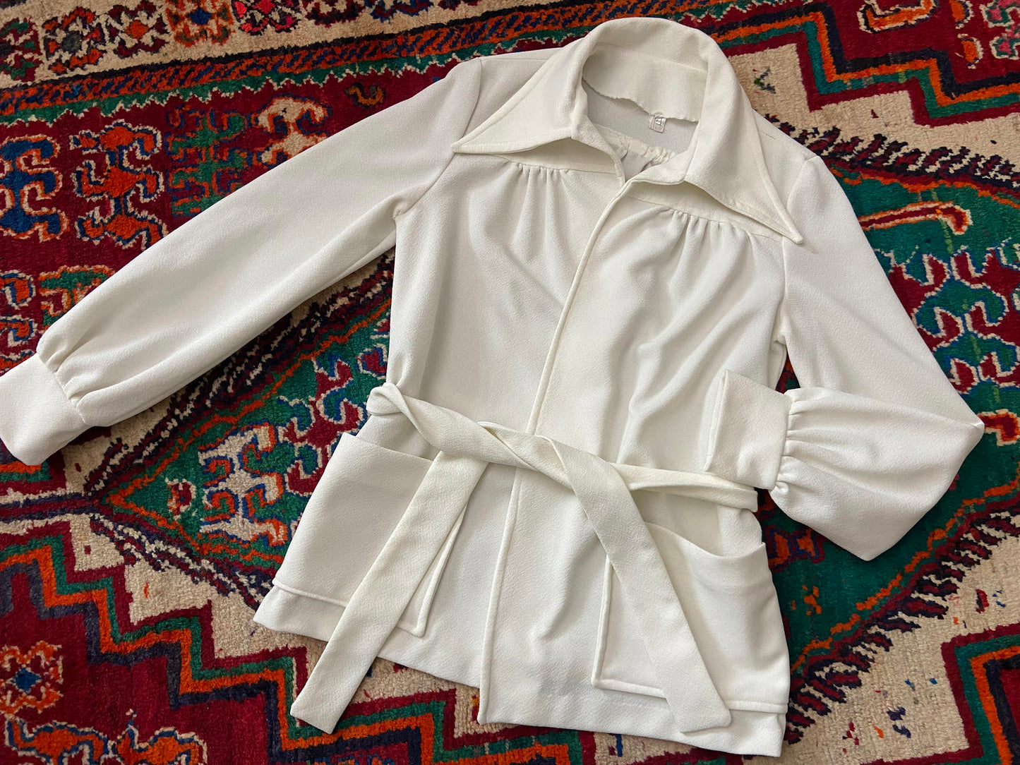 Vintage 1970s Dagger Collar Belted Jacket