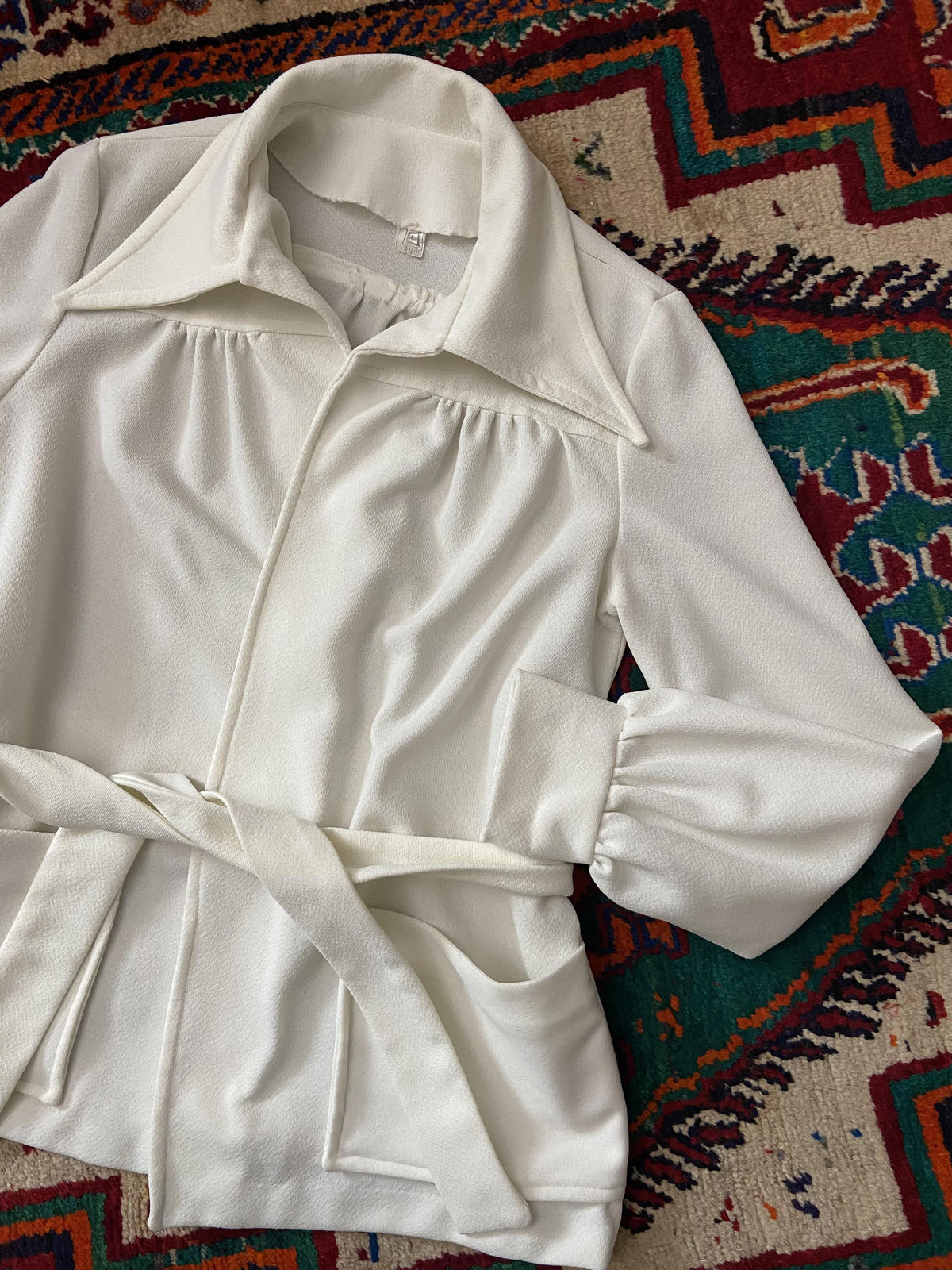 Vintage 1970s Dagger Collar Belted Jacket