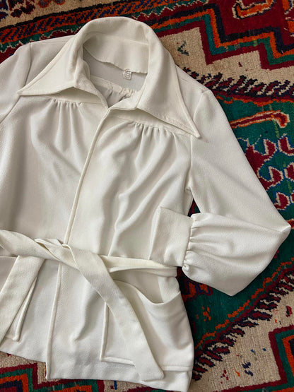 Vintage 1970s Dagger Collar Belted Jacket