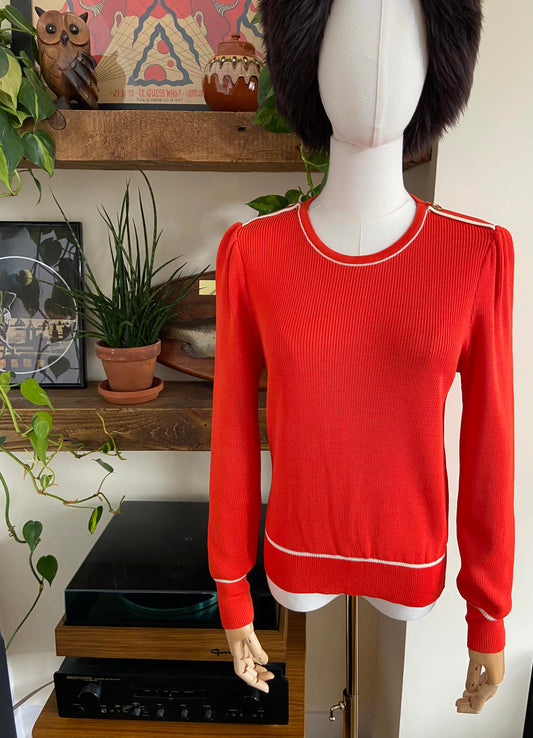 Vintage 1970s Orange Ribbed Jumper
