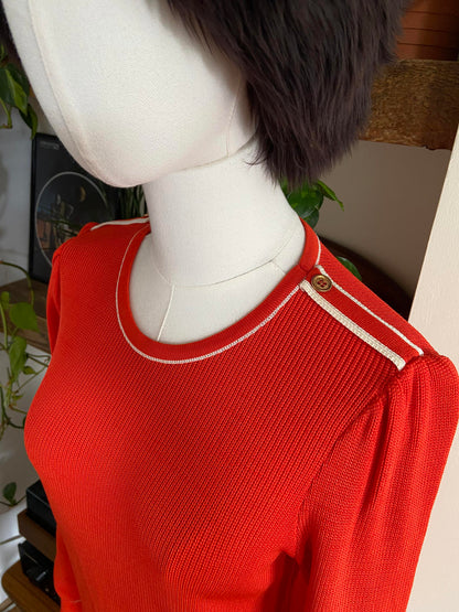 Vintage 1970s Orange Ribbed Jumper