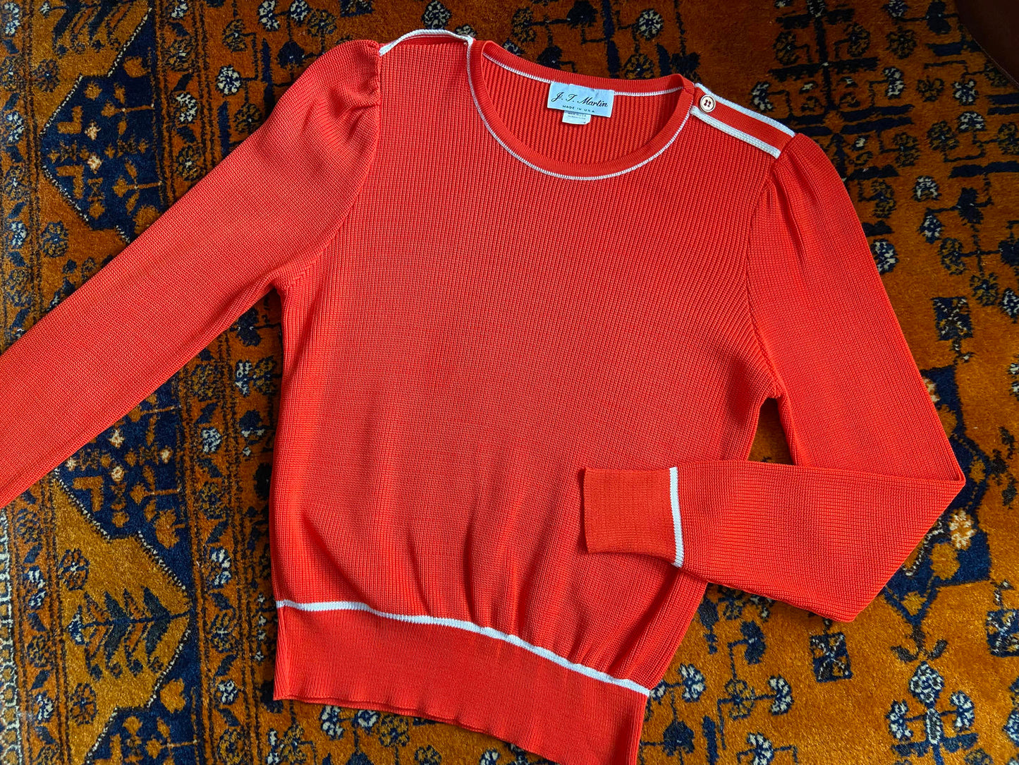 Vintage 1970s Orange Ribbed Jumper