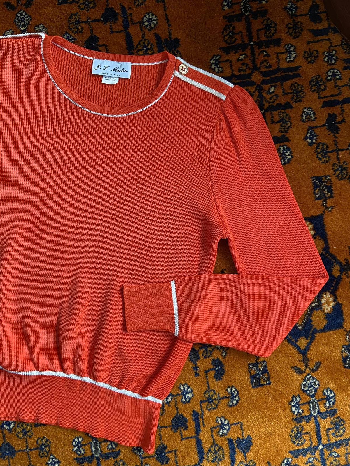 Vintage 1970s Orange Ribbed Jumper