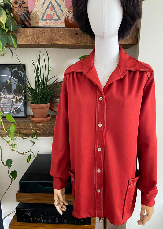 Vintage 1970s Rust Dagger Collar Light Jacket