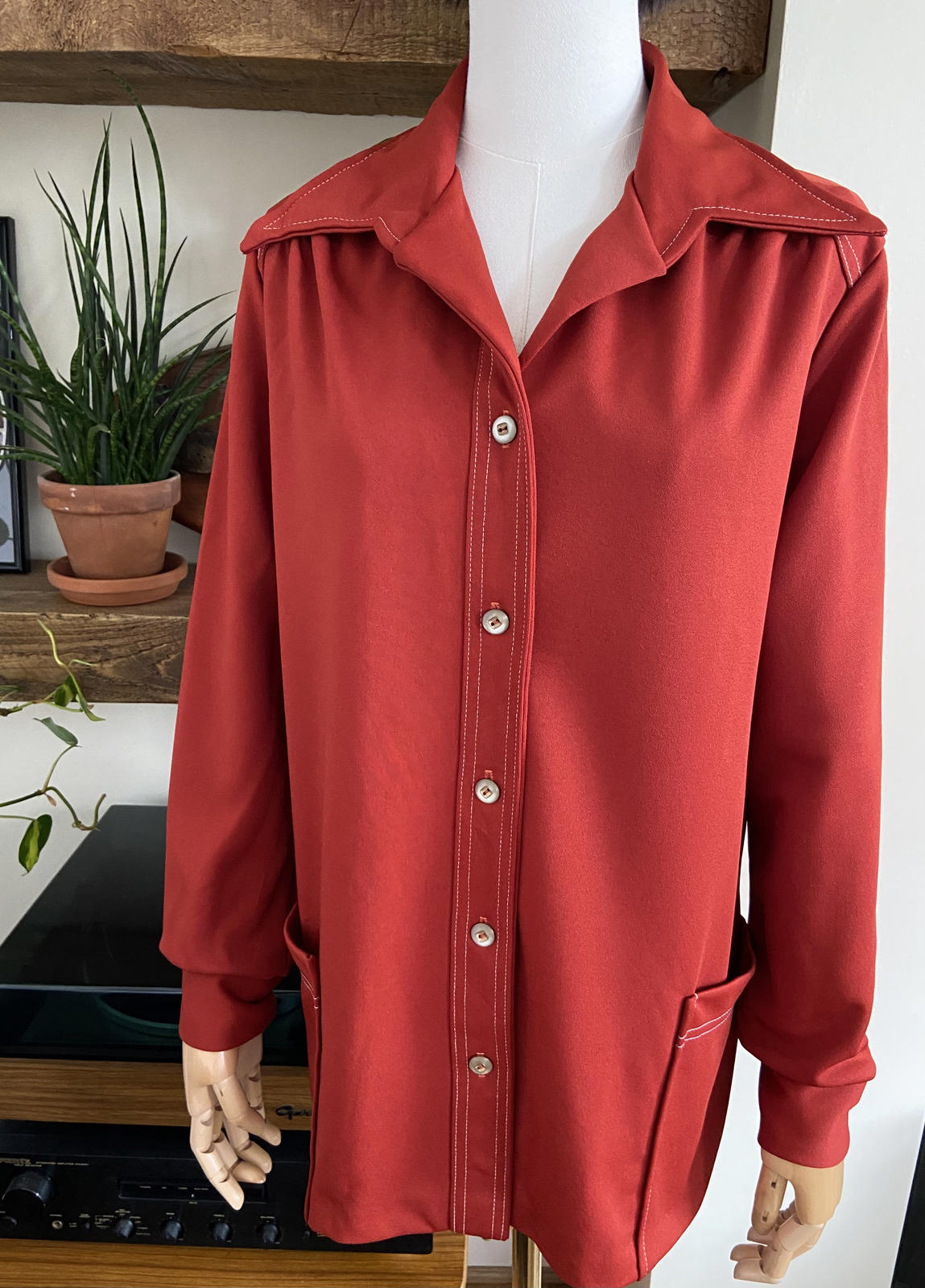 Vintage 1970s Rust Dagger Collar Light Jacket