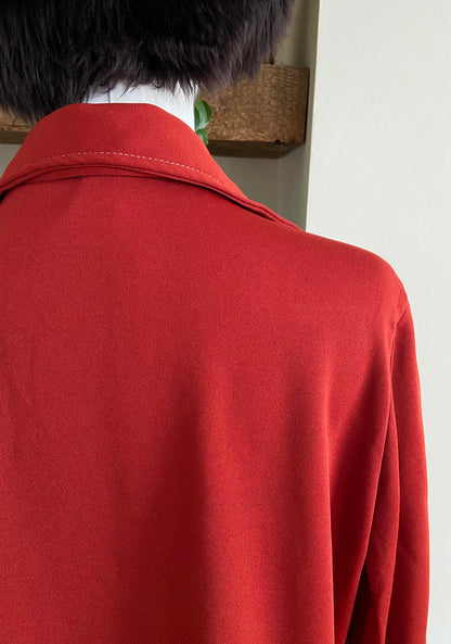 Vintage 1970s Rust Dagger Collar Light Jacket