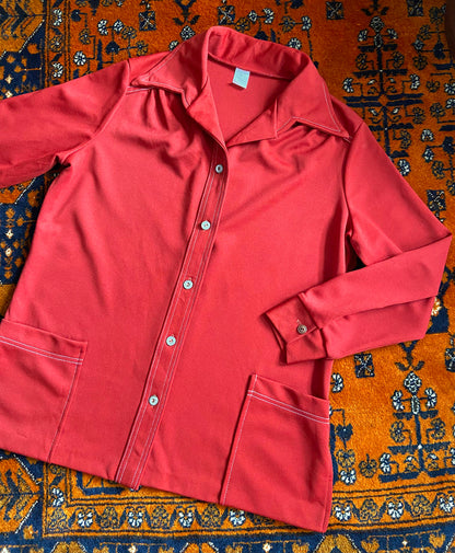 Vintage 1970s Rust Dagger Collar Light Jacket