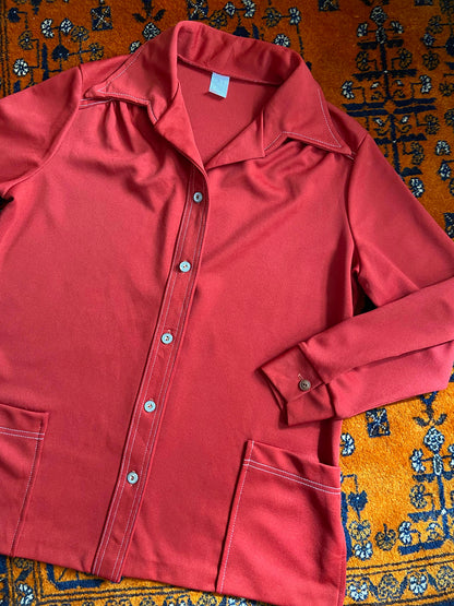 Vintage 1970s Rust Dagger Collar Light Jacket
