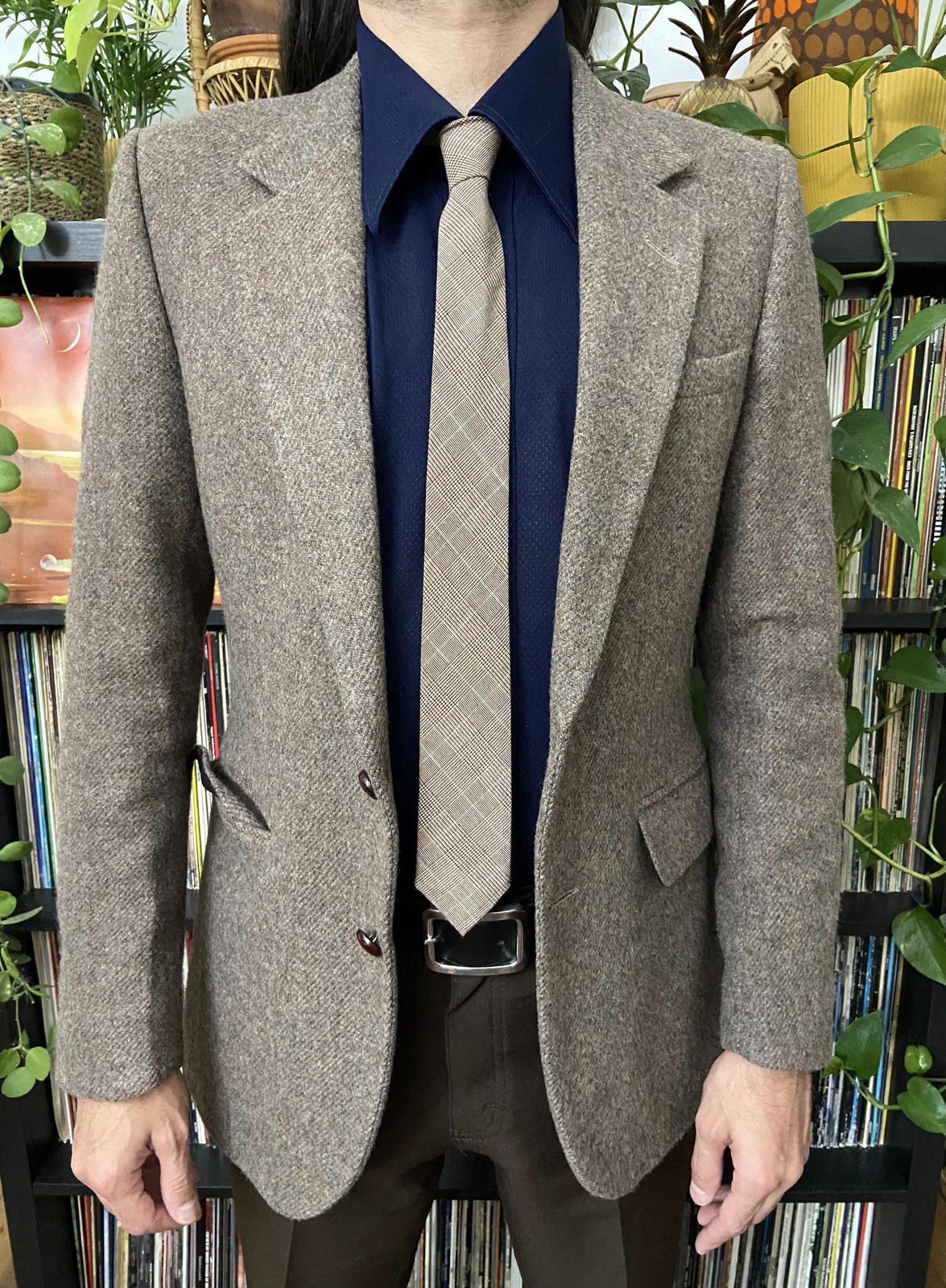 Vintage 1970s Slim Brown Tie