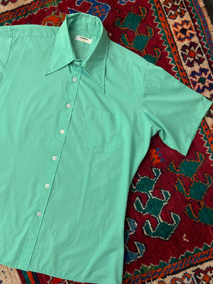 Vintage 1970s Green Dagger Collar Shirt