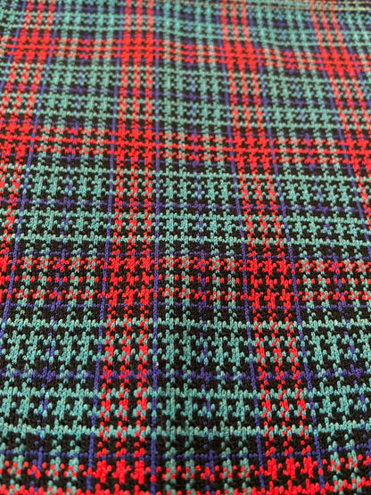 Vintage 1970s Teal Red Tartan Swimming Shorts