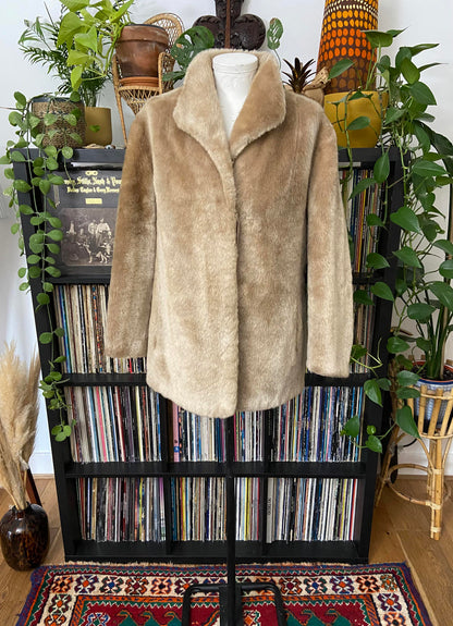 Vintage 1960s Beige Faux Fur Jacket