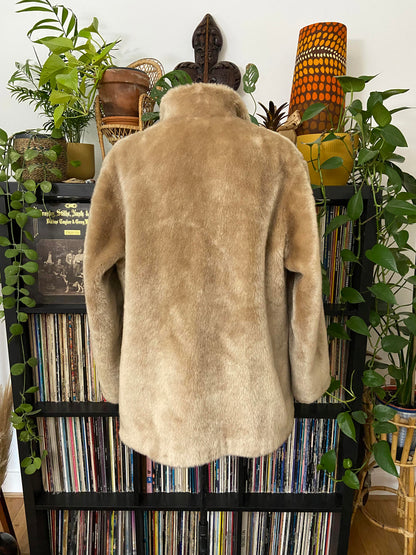 Vintage 1960s Beige Faux Fur Jacket