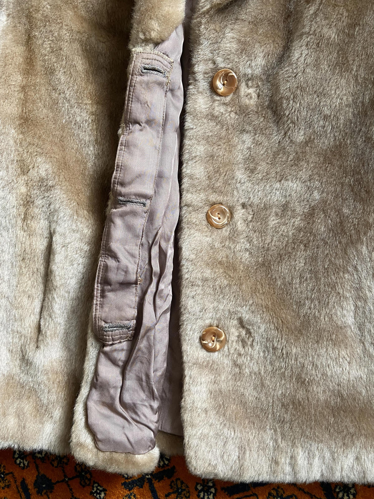 Vintage 1960s Beige Faux Fur Jacket