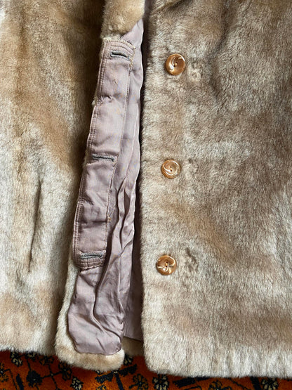 Vintage 1960s Beige Faux Fur Jacket