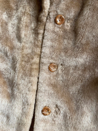 Vintage 1960s Beige Faux Fur Jacket