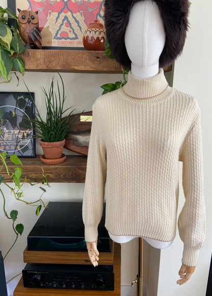 Vintage 1980s Cream Turtleneck Jumper