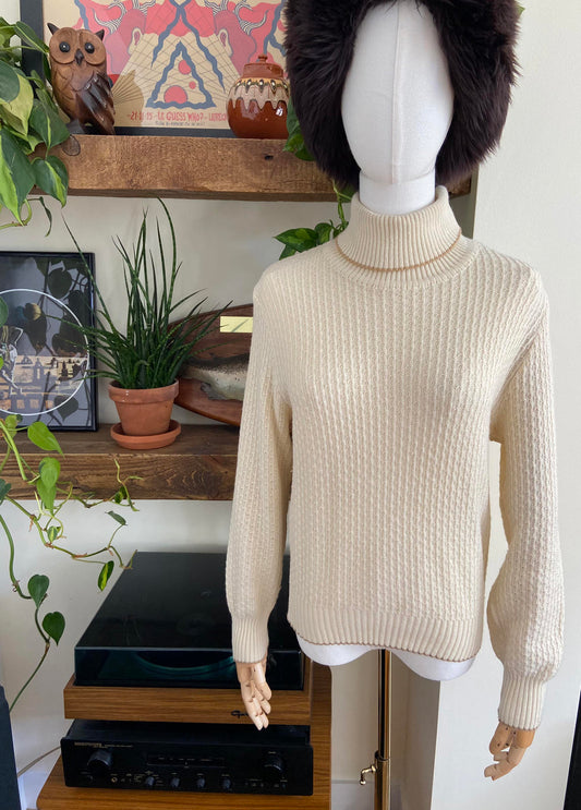 Vintage 1980s Cream Turtleneck Jumper