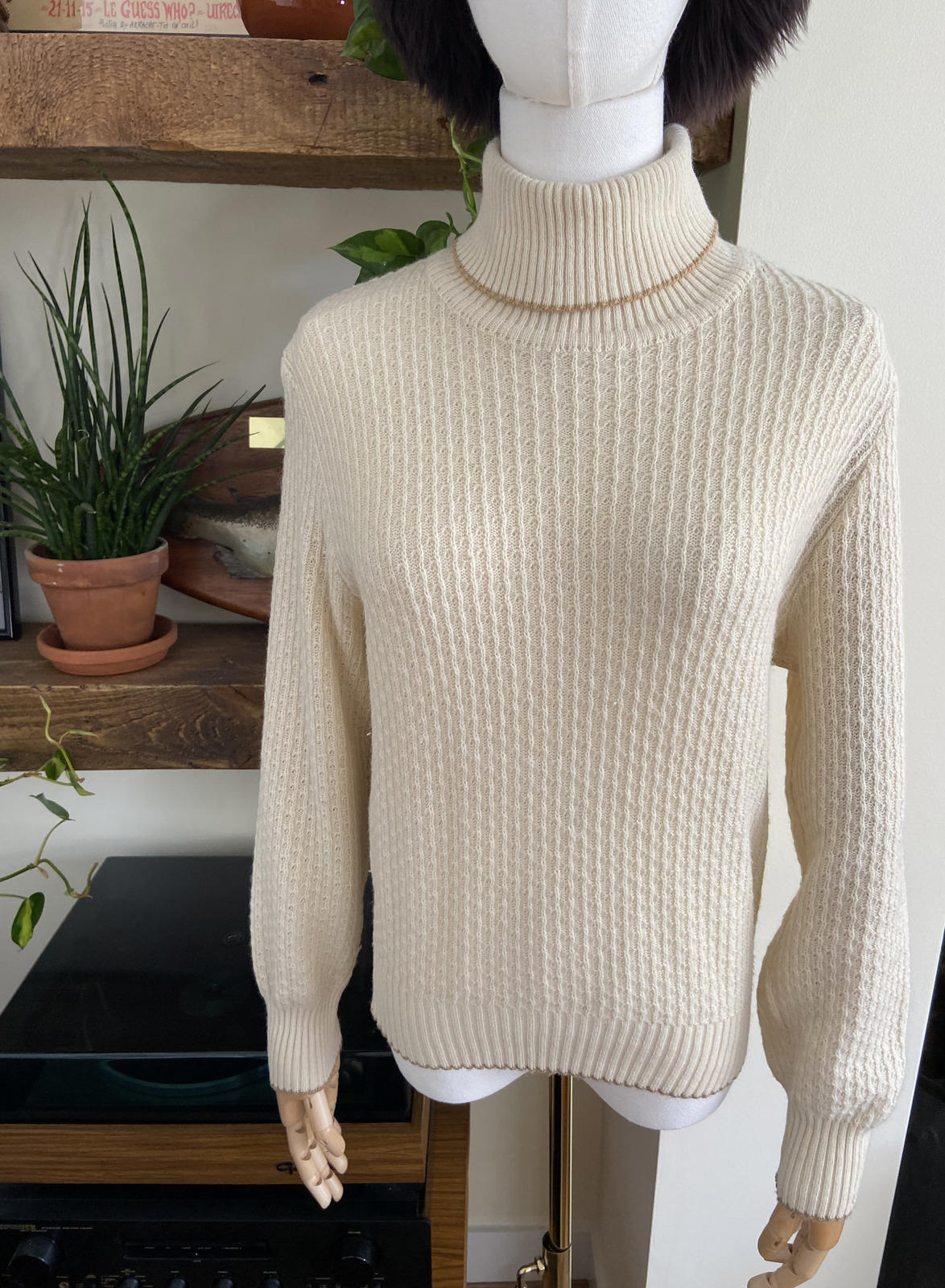 Vintage 1980s Cream Turtleneck Jumper