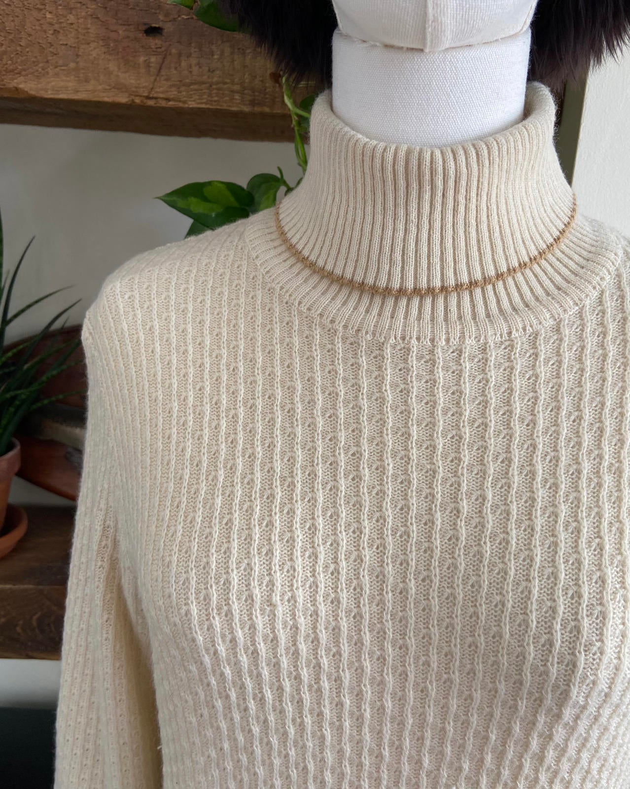 Vintage 1980s Cream Turtleneck Jumper