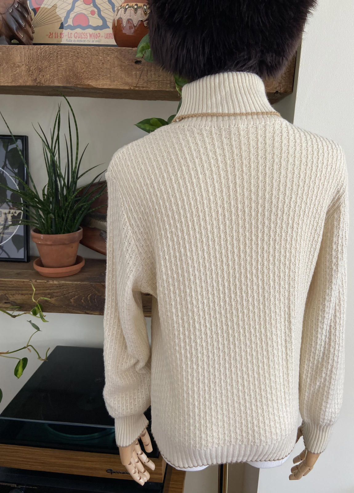 Vintage 1980s Cream Turtleneck Jumper