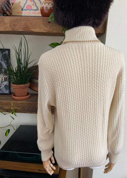 Vintage 1980s Cream Turtleneck Jumper