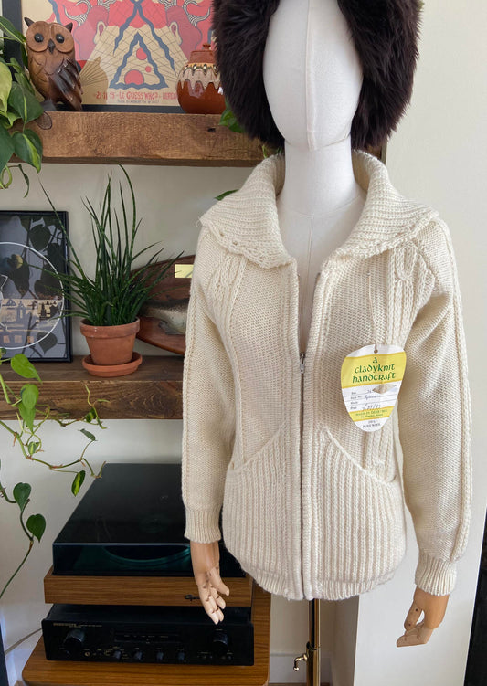 Vintage 1980s Cream Deadstock Cladyknit Cardigan