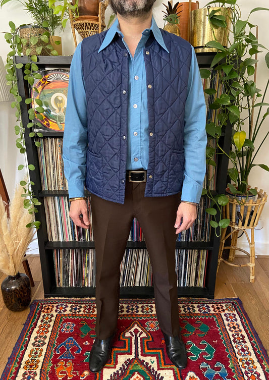 Vintage 1970s Navy Quilted Gilet