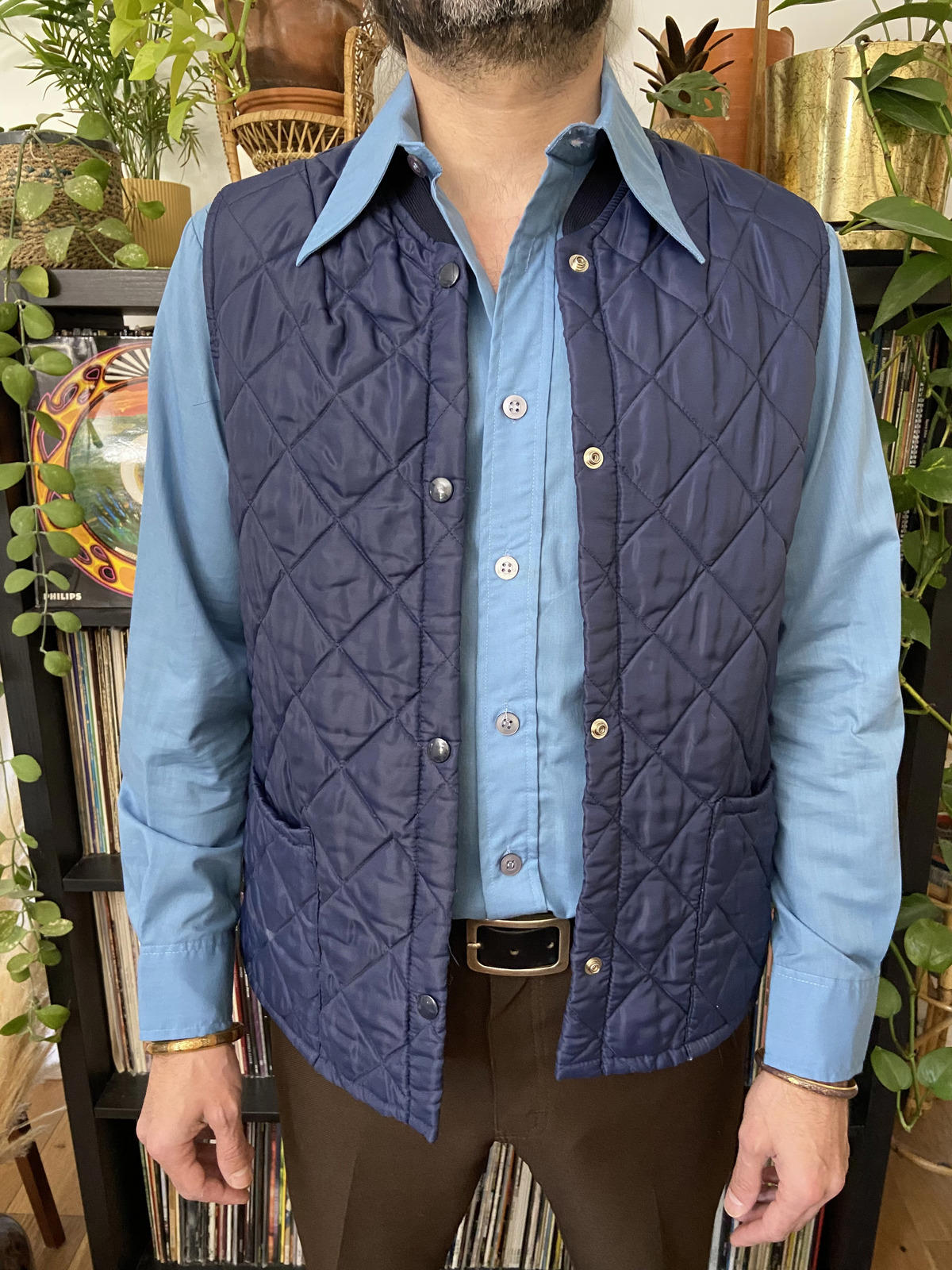 Vintage 1970s Navy Quilted Gilet