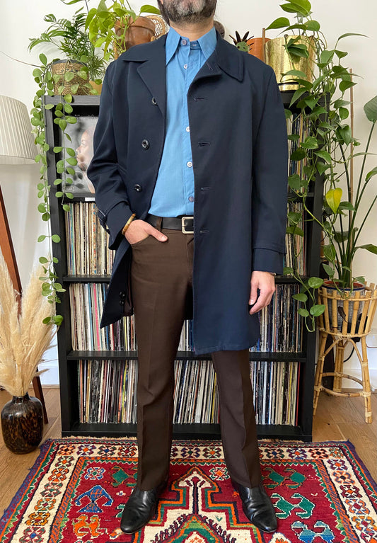Vintage 1970s Navy Raincoat