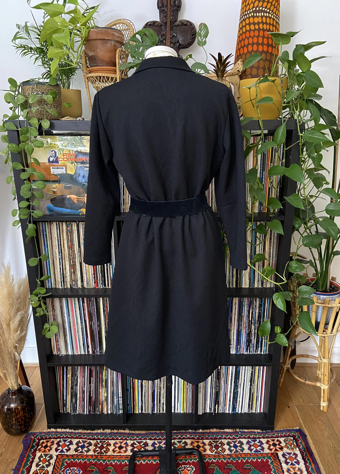Vintage 1960s Black Button Up Dress