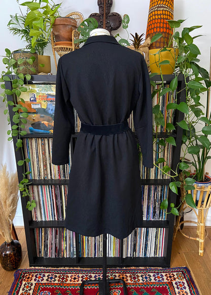 Vintage 1960s Black Button Up Dress
