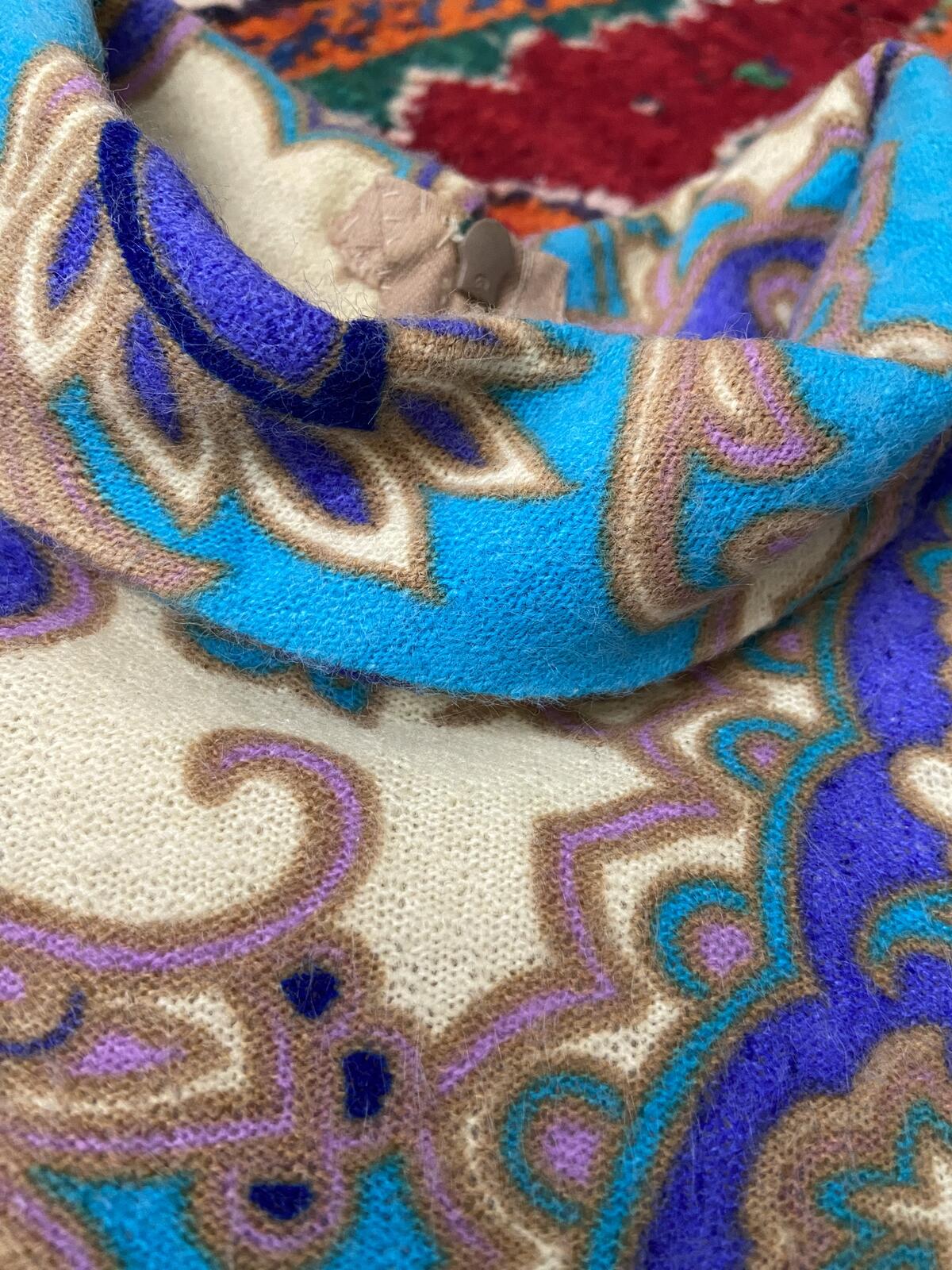 Vintage 1960s Paisley Print High Neck Dress
