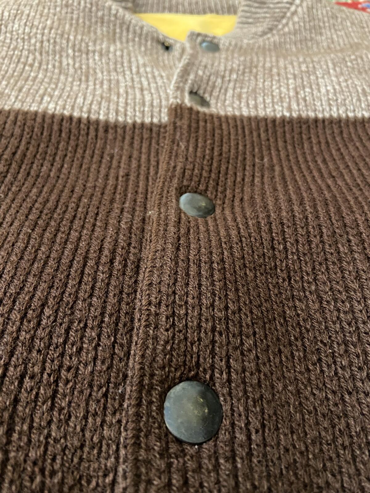 Vintage Italian Brown Knit Varsity Bomber Jacket