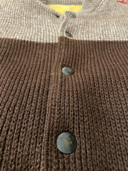 Vintage Italian Brown Knit Varsity Bomber Jacket