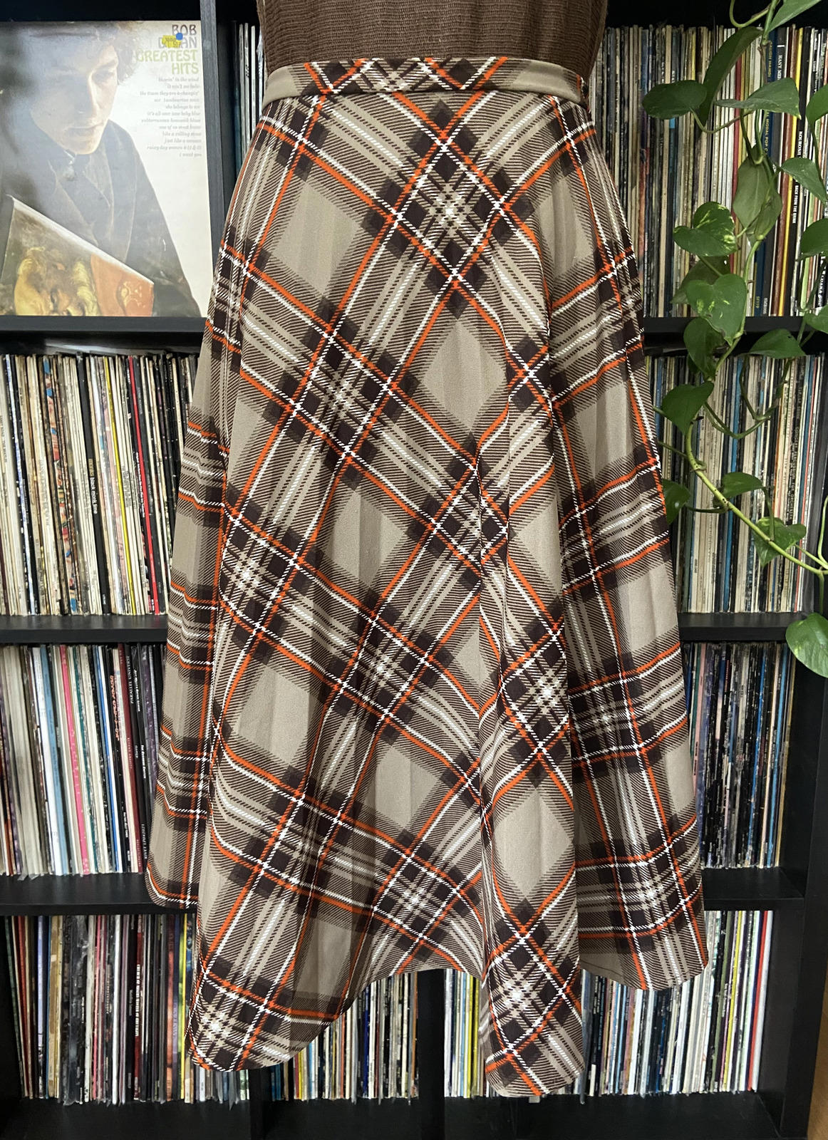 Vintage 1970s Brown Check Skirt