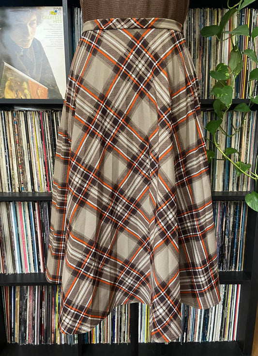 Vintage 1970s Brown Check Skirt