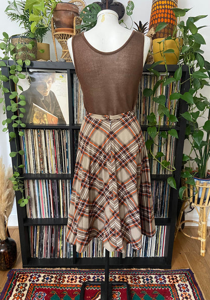 Vintage 1970s Brown Check Skirt