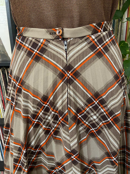 Vintage 1970s Brown Check Skirt