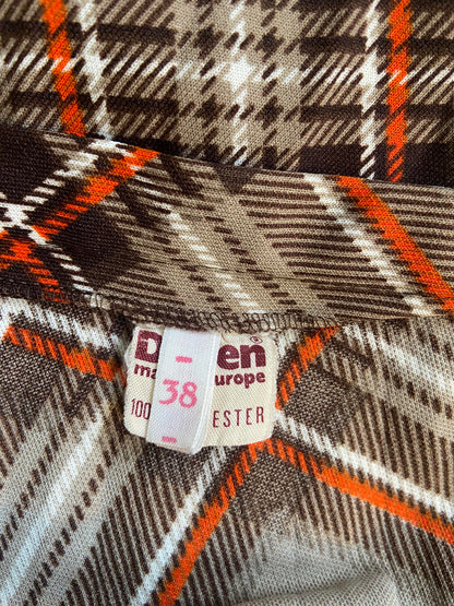 Vintage 1970s Brown Check Skirt