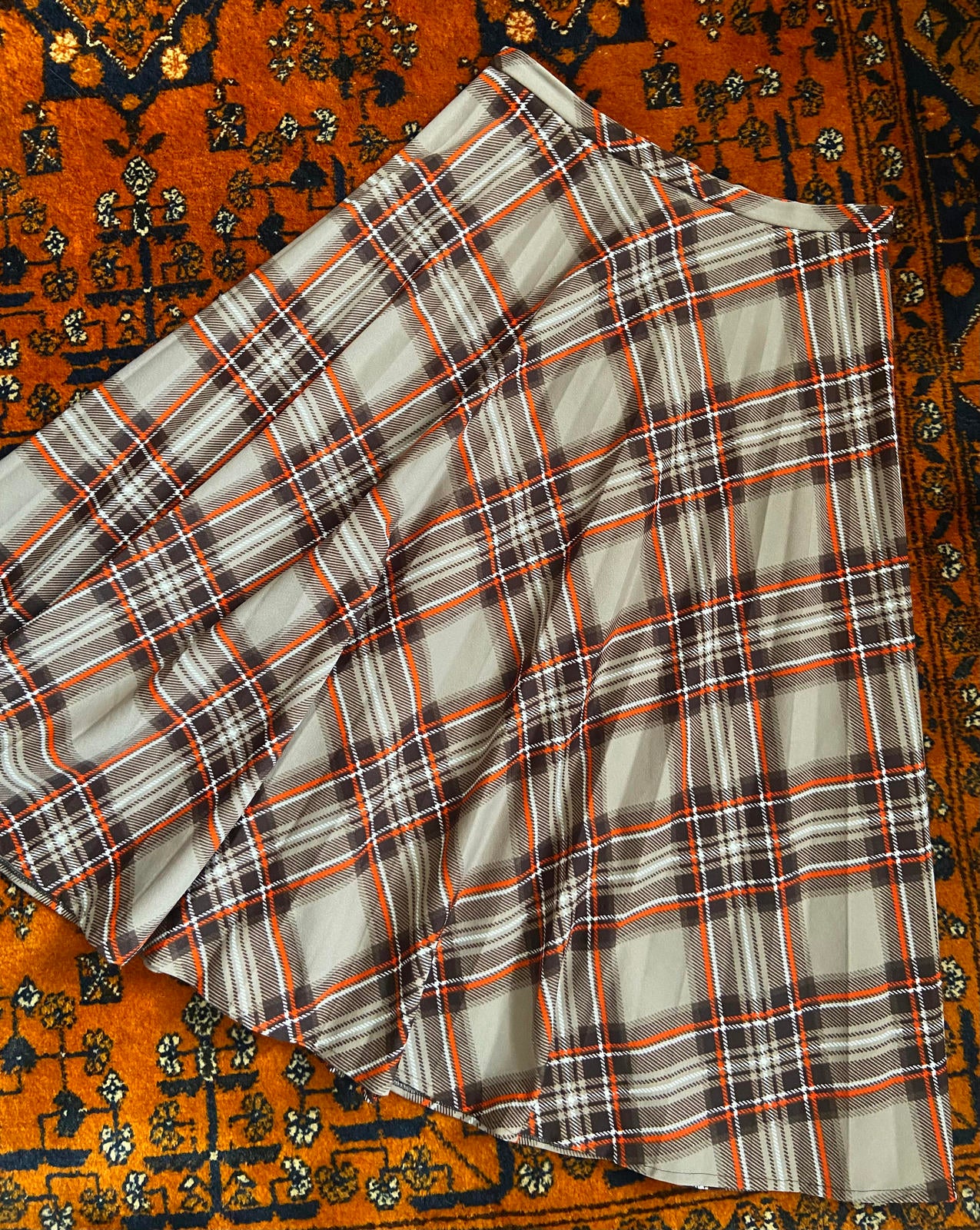Vintage 1970s Brown Check Skirt